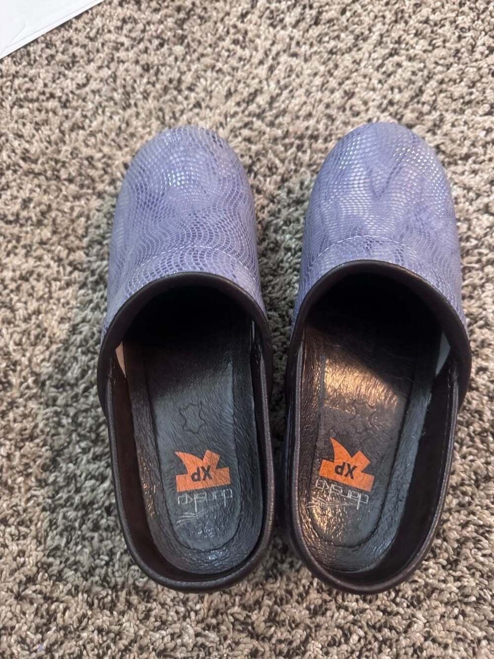 Dansko Pro XP Purple Snakeskin Leather Clogs Size 37